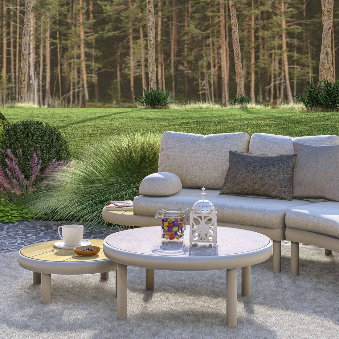 Zebra Wave Loungeset inkl. Loungetisch Aluminium/Sunproof