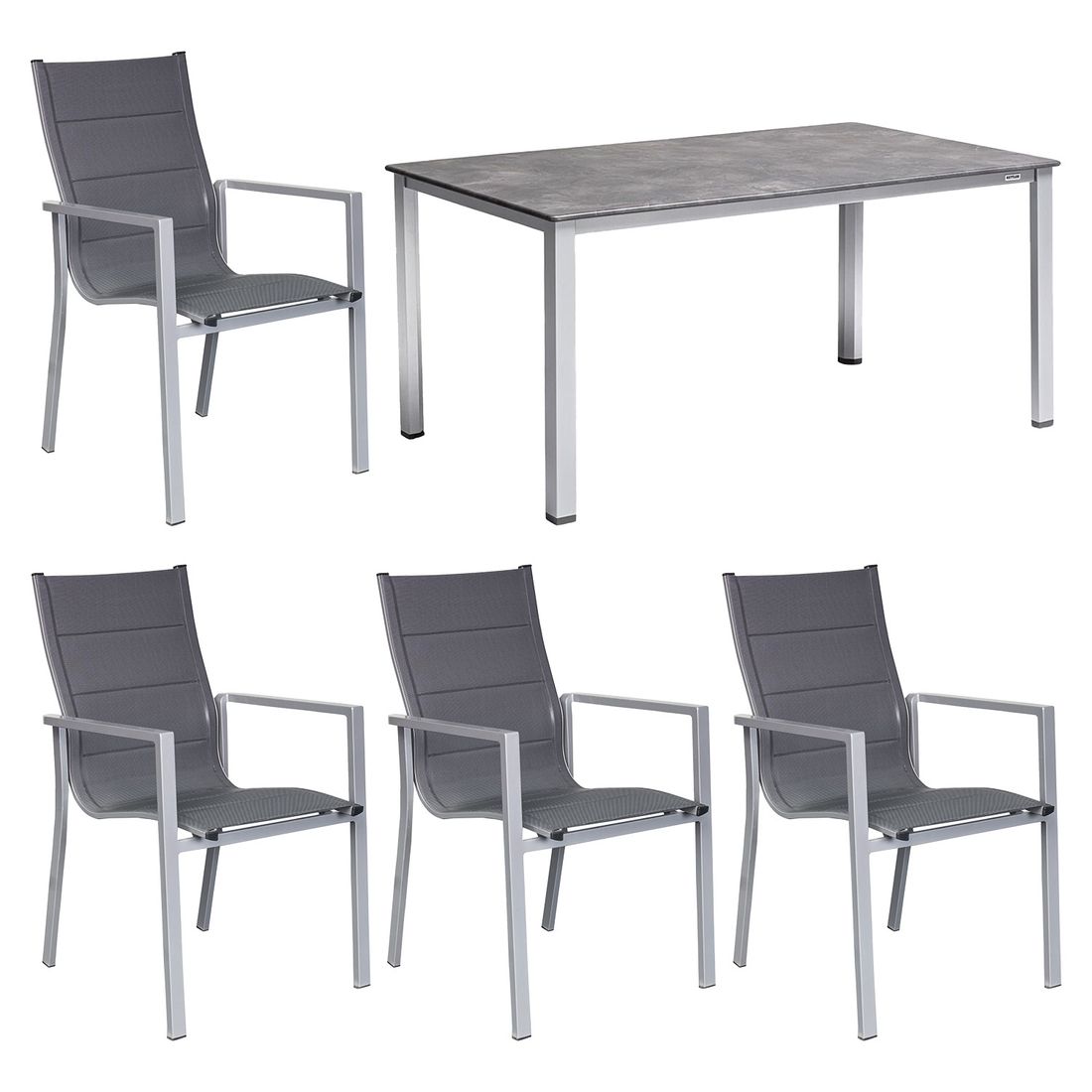 OUTLIV. Melbourne Gartenmöbel-Set M (4 Plätze) mit Kettler Tisch 160x90cm