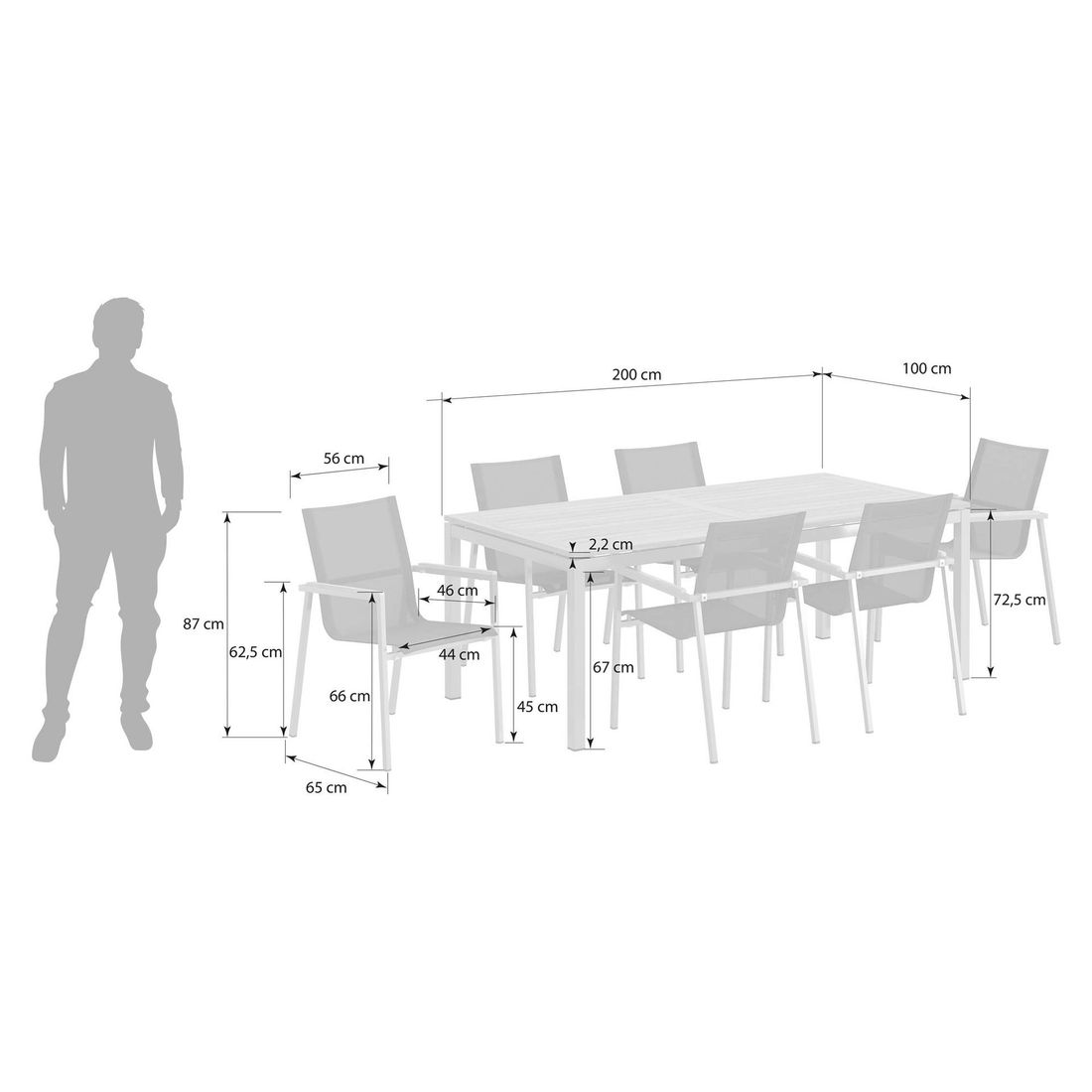 OUTLIV. Rimini Gartenmöbel-Set L (6 Plätze) Tisch 200x100cm