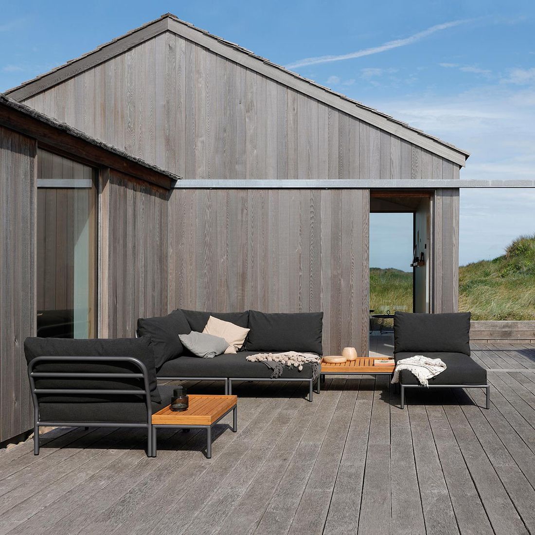 Houe Level 2 Cozy Eck-/Endmodul Aluminium/Sunbrella