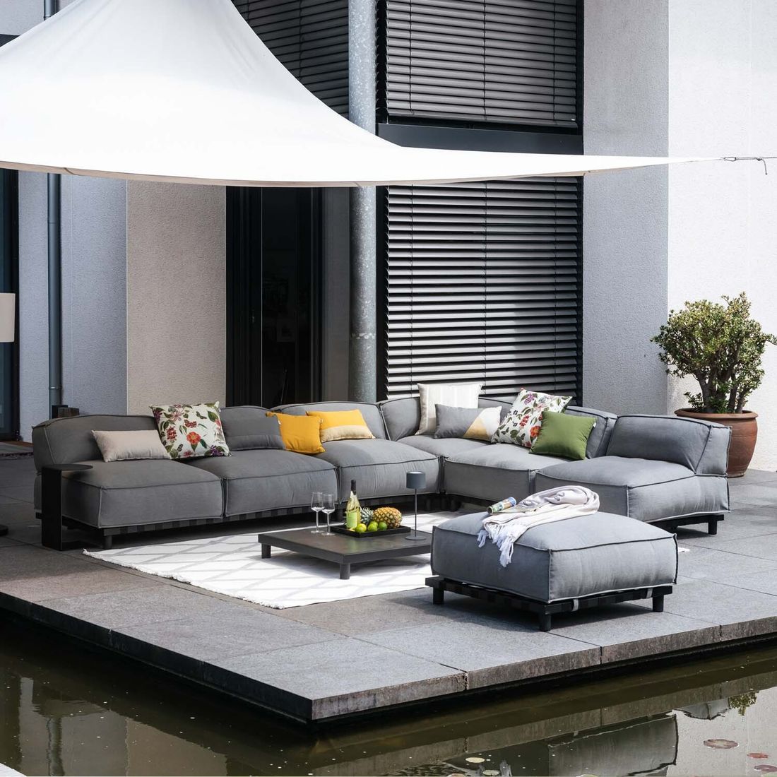 SCHÖNER WOHNEN-Kollektion Vlieland Eck-/Endmodul Aluminium/Sunbrella