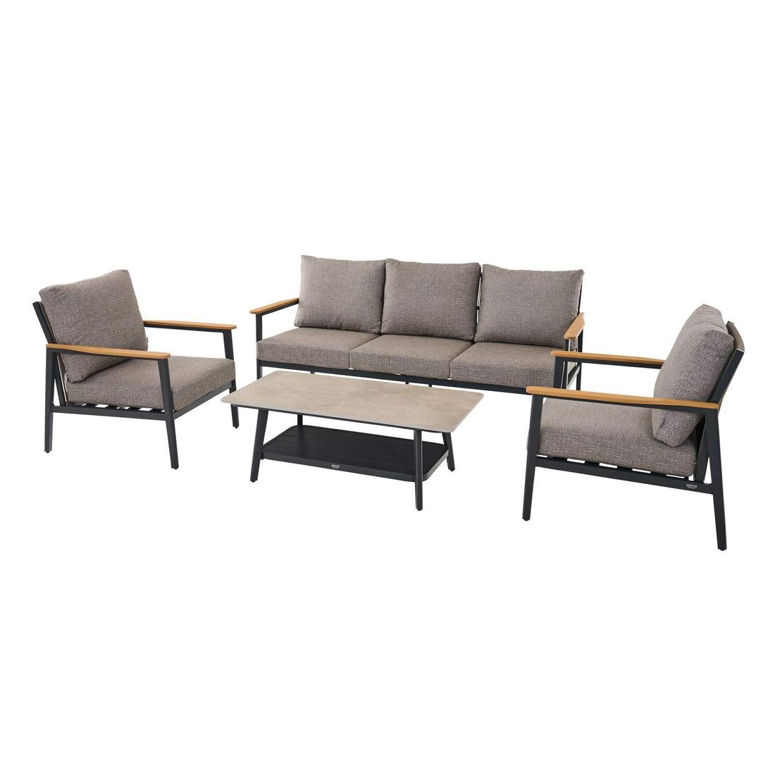Siena Garden Liguria Loungeset inkl. Loungetisch Aluminium/Gardino-Geflecht/Polyester