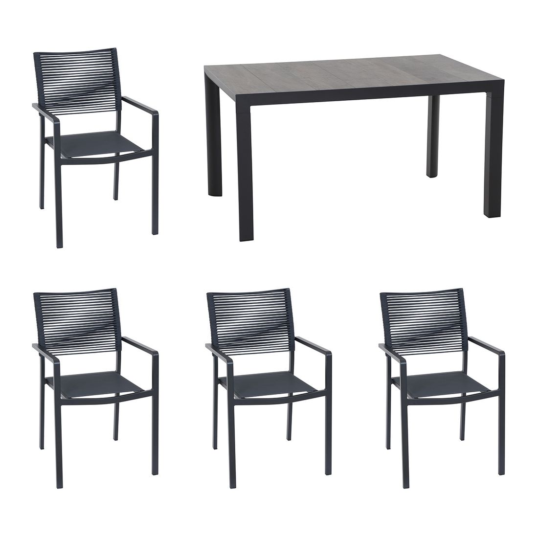 Siena Garden Leeds Gartenmöbel-Set M (4 Plätze) Tisch 160x90cm