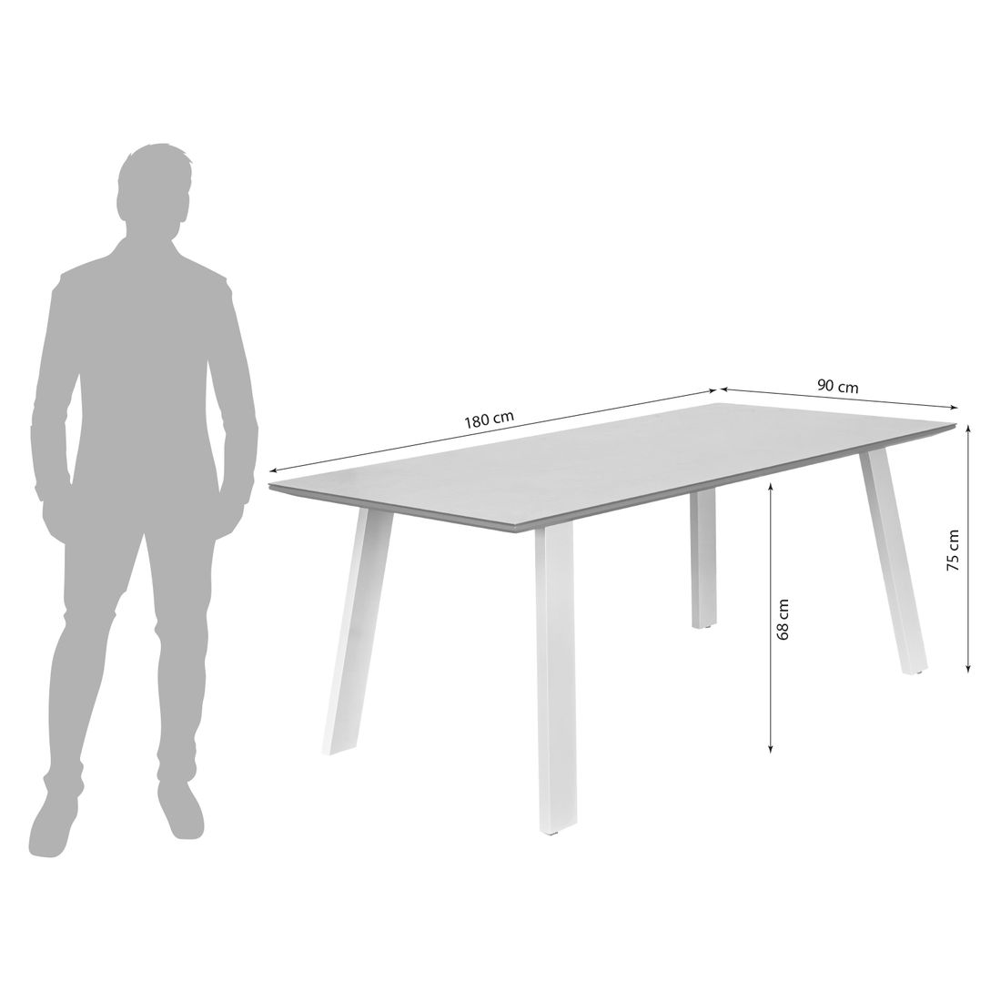 LC Garden Sunrest Gartentisch 180x90cm Aluminium/Glaskeramik