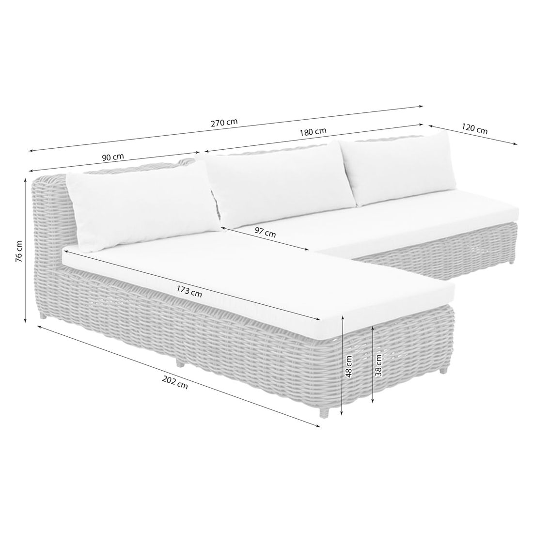 OUTLIV. Versailles Ecklounge Geflecht/Spunpolyester