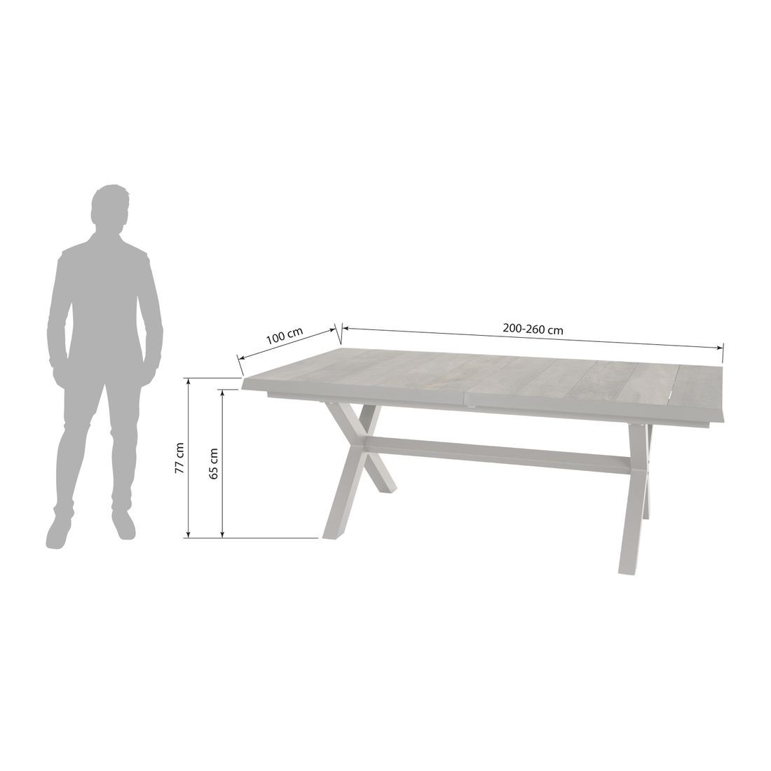 Siena Garden Sincro Ausziehtisch 200/260x100cm Aluminium/Keramik
