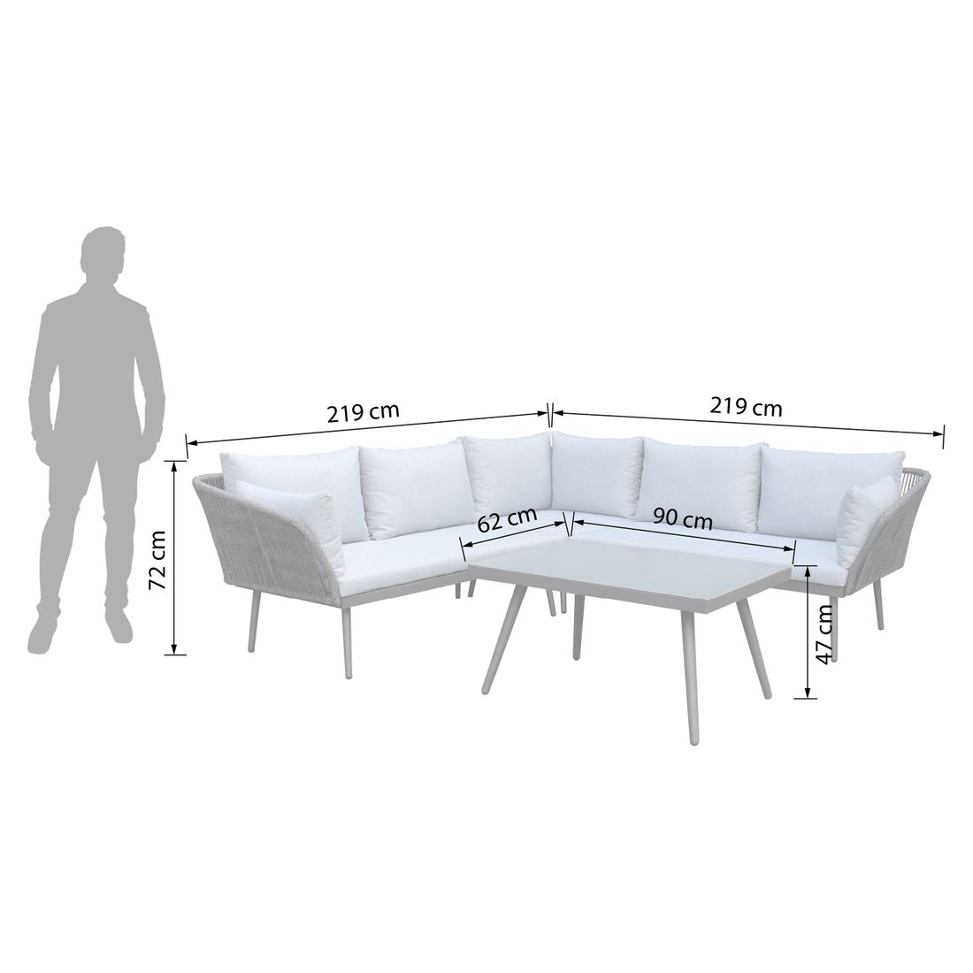 LC Garden Saigon  Ecklounge inkl. Loungetisch Aluminium/Rope/Polyester