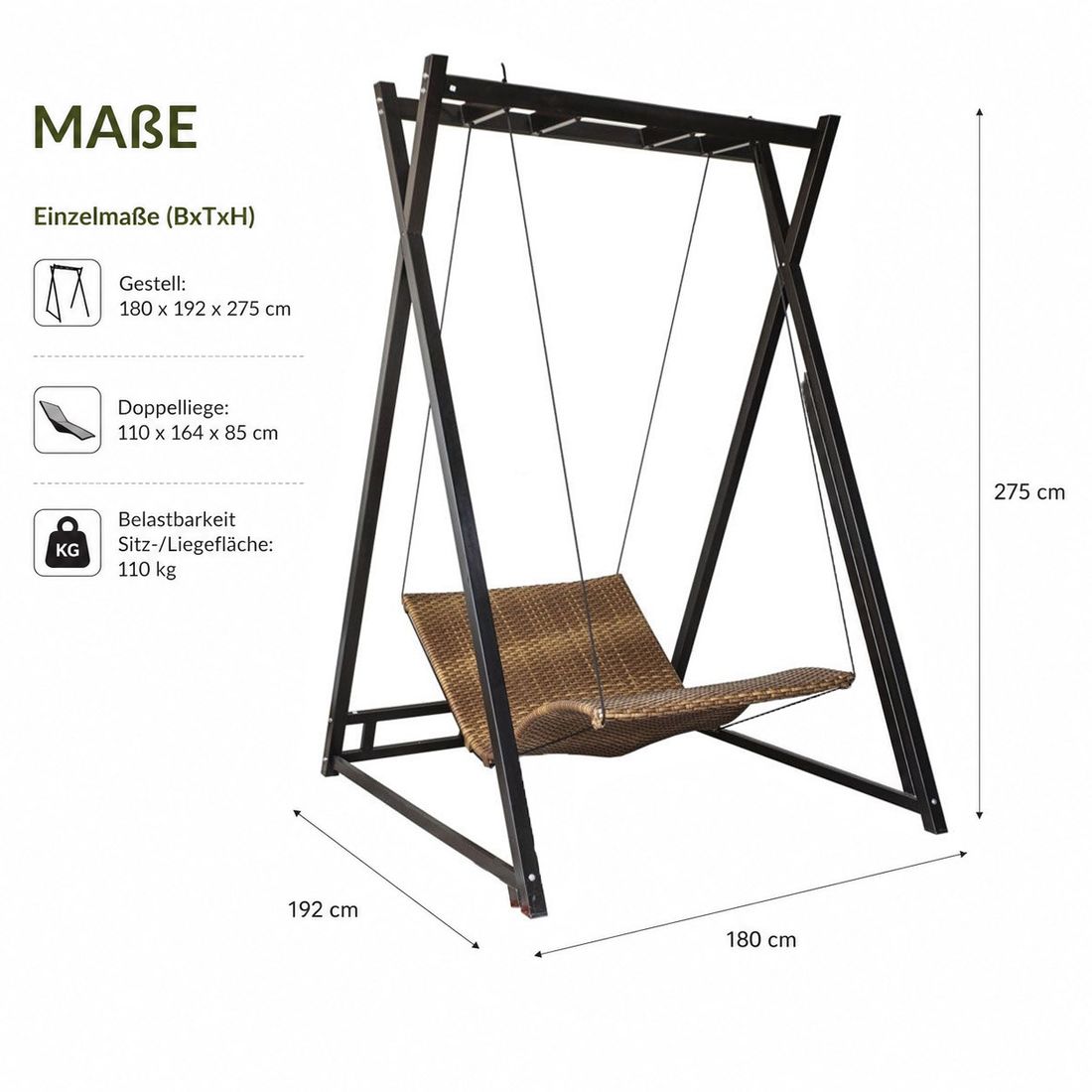MBM Heaven Swing Gartenliege Aluminium/Mirotex-Geflecht