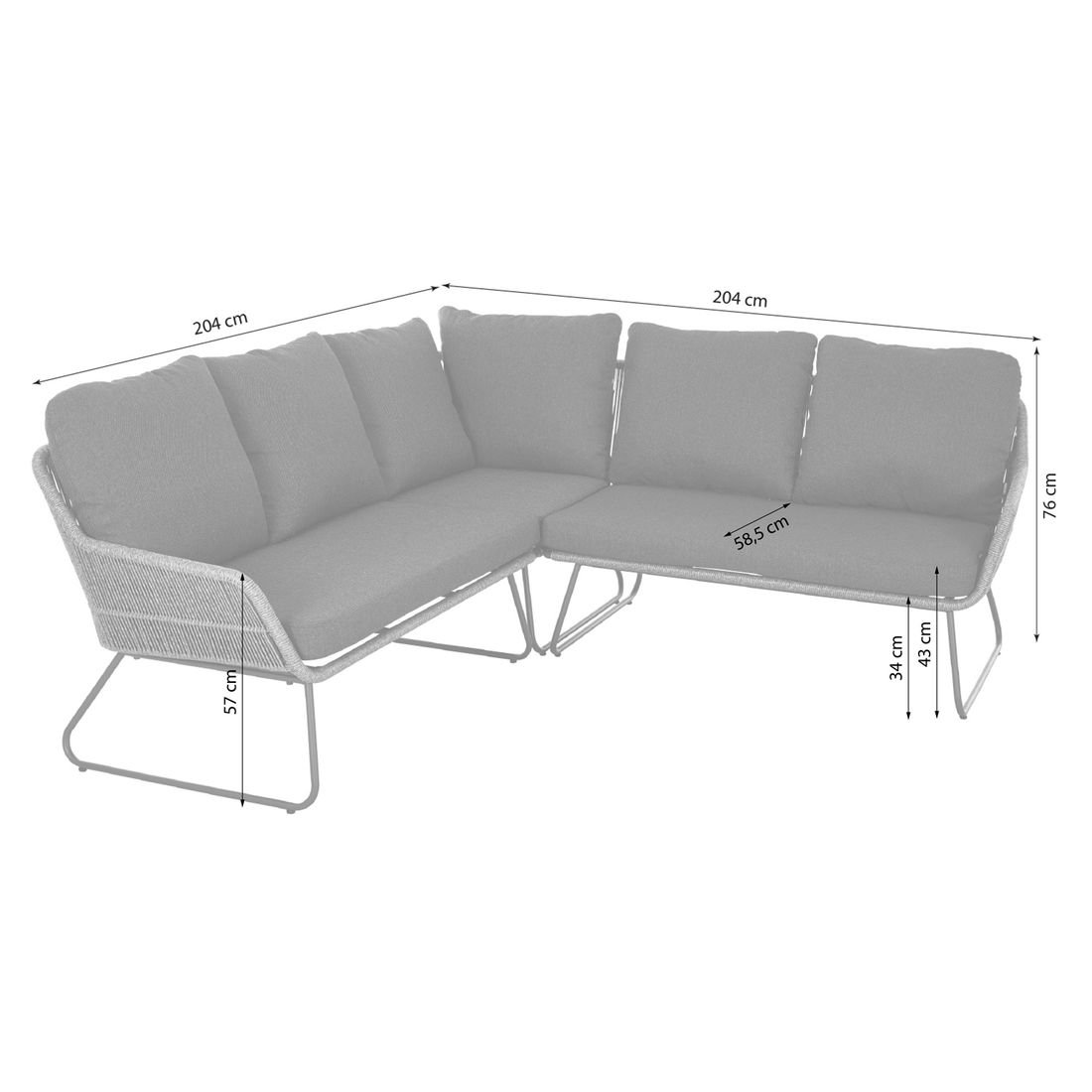 Siena Garden Kansas Ecklounge Aluminium/Geflecht