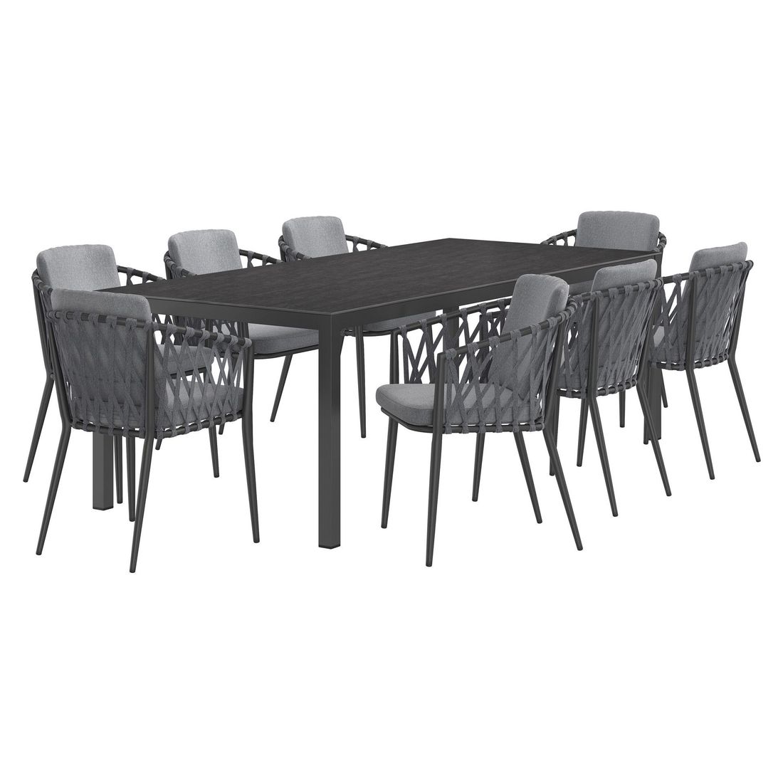 OUTLIV. Cairns Gartenmöbel-Set XL (8 Plätze) Tisch 220x100cm Aluminium/Dekton Vierfuß