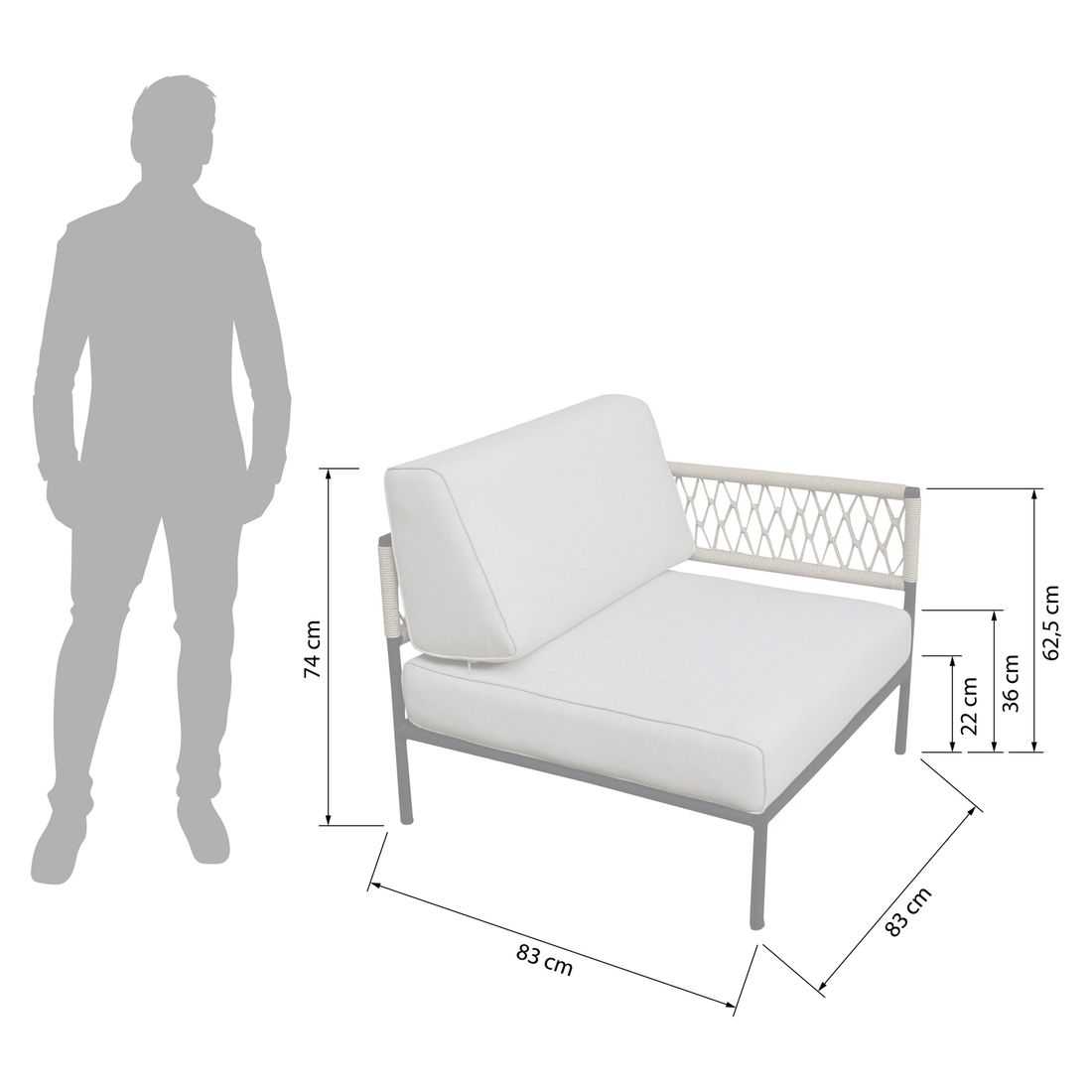 OUTLIV. Blair Ecklounge Stahl/Rope/Olefin