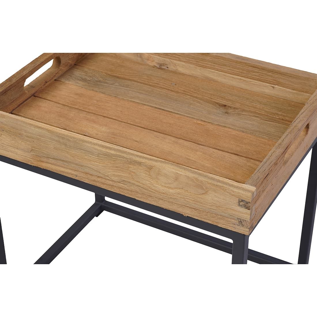 OUTLIV. Tray Beistelltisch Stahl/Teak Recycelt