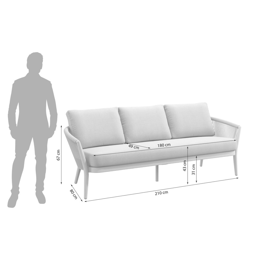 OUTLIV. Monet Gartenloungesofa Aluminium/Rope/Olefin