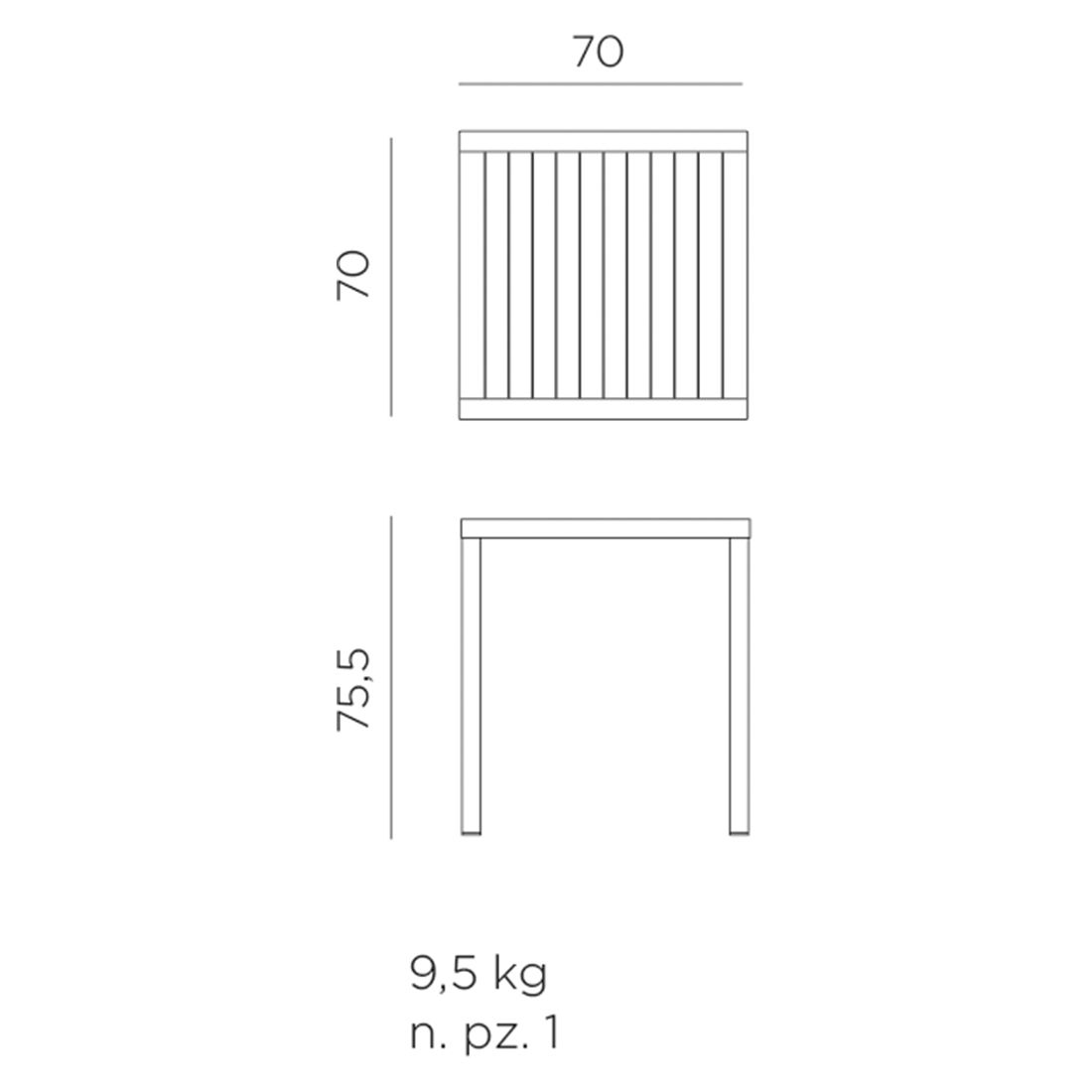 Nardi Cube Gartentisch 70x70cm Aluminium/DurelTOP