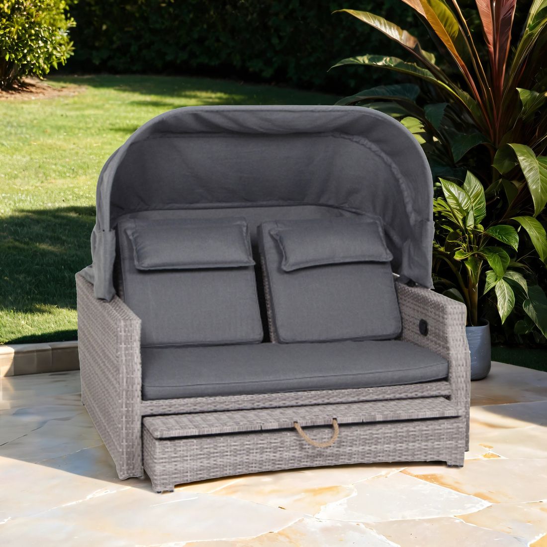 Siena Garden Lobos II Daybed verstellbar Geflecht/Textil inkl. Kissen
