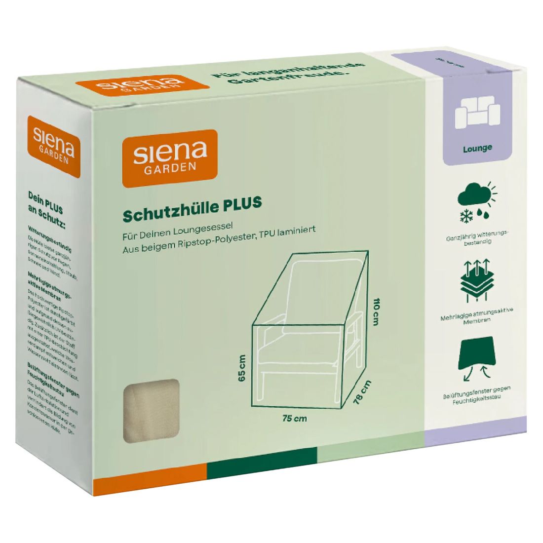 Siena Garden Plus Schutzhülle für Loungesessel 75x78x65/110cm