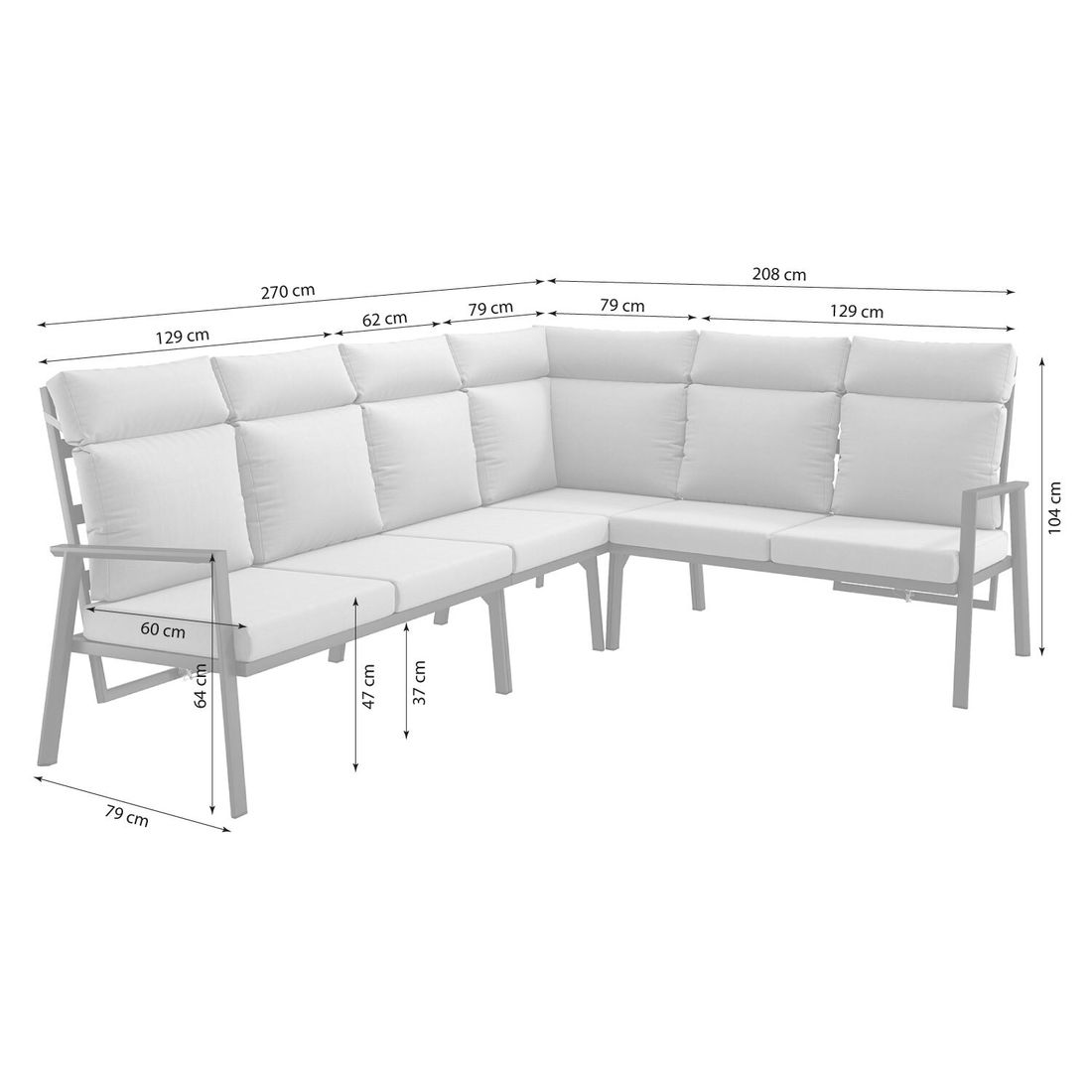 OUTLIV. Milano Dininglounge Tisch 160x90cm Aluminium/Polyester