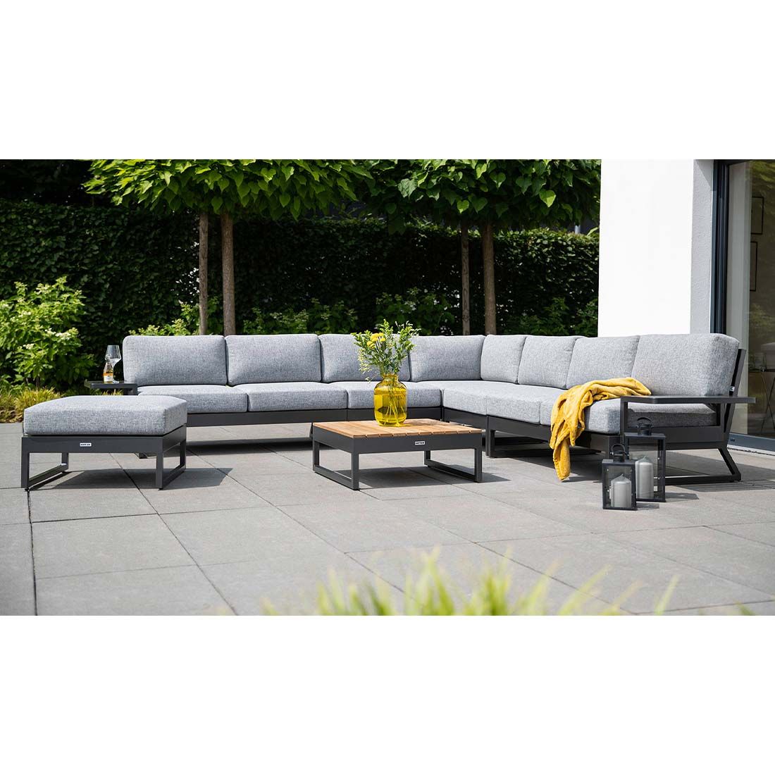 Kettler Ocean Skid Platform Loungetisch 70x70cm Aluminium/Teak