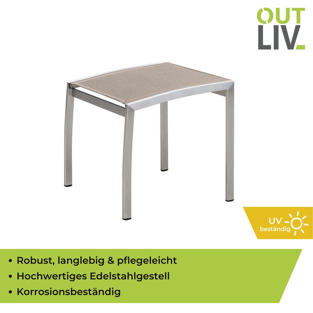 OUTLIV. Oviedo Gartenhocker Edelstahl/Textilene