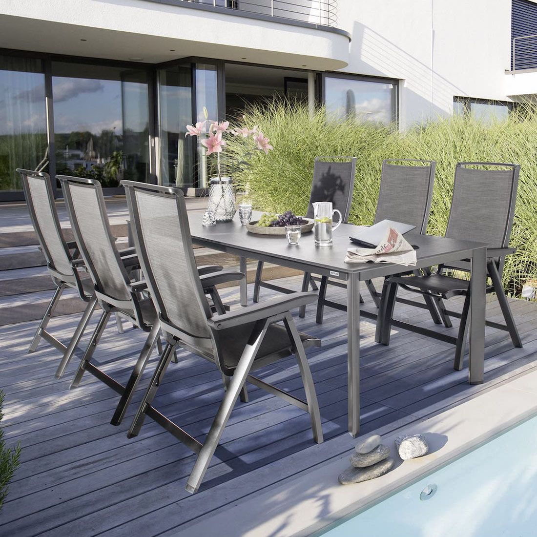 Kettler Forma II Gartenmöbel-Set L verstellbar (6 Plätze) Tisch 220x95cm