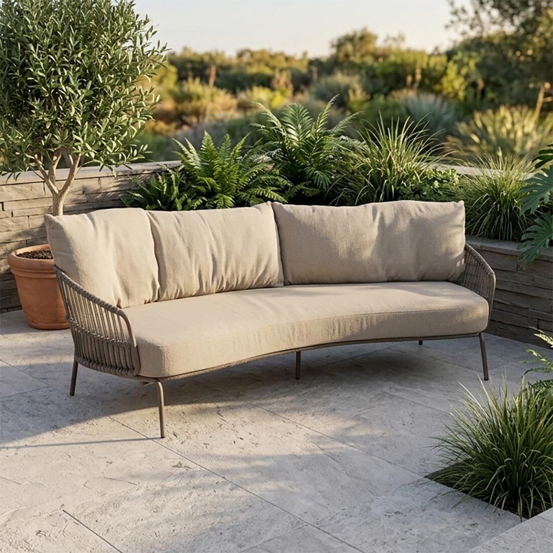 4Seasons Capalbio Gartenloungesofa Edelstahl/Rope/Olefin