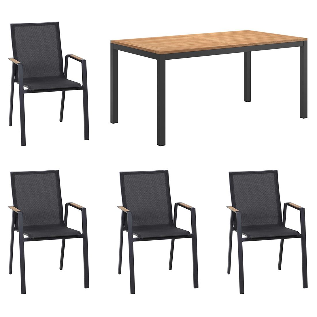 Siena Garden Rondo Gartenmöbel-Set M (4 Plätze) Tisch 160x90cm