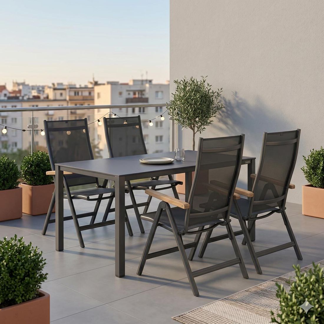 Kettler Granada Gartenmöbel-Set M (4 Plätze) Tisch 160x95cm