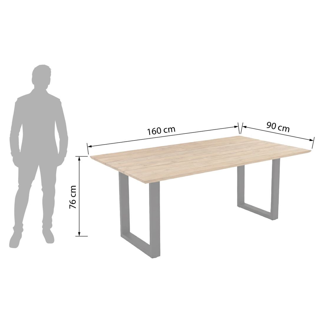 OUTLIV. Negara Gartentisch Edelstahl/Teak recycelt