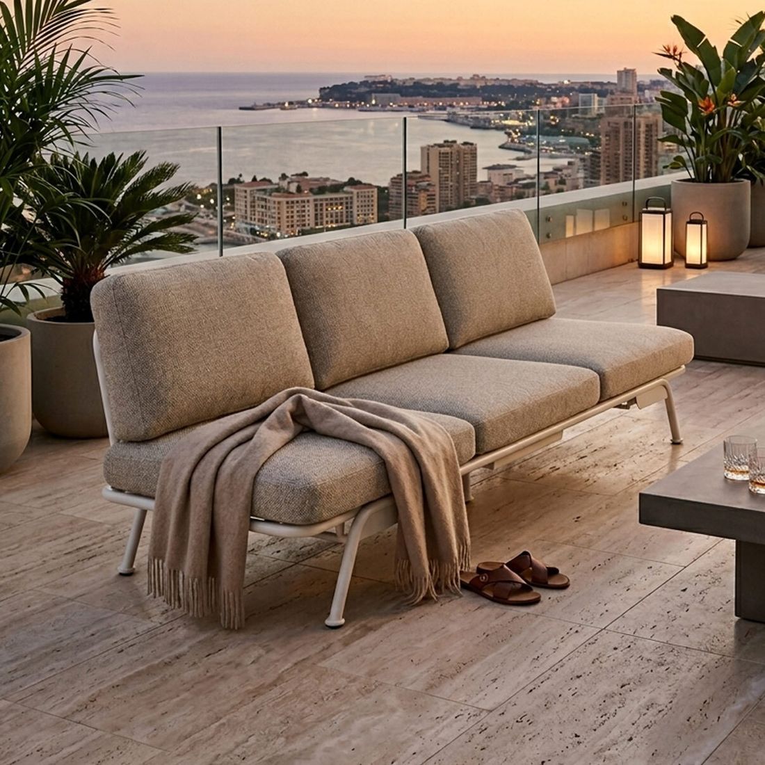Zebra Somerset Diningsofa Aluminium/Sunproof