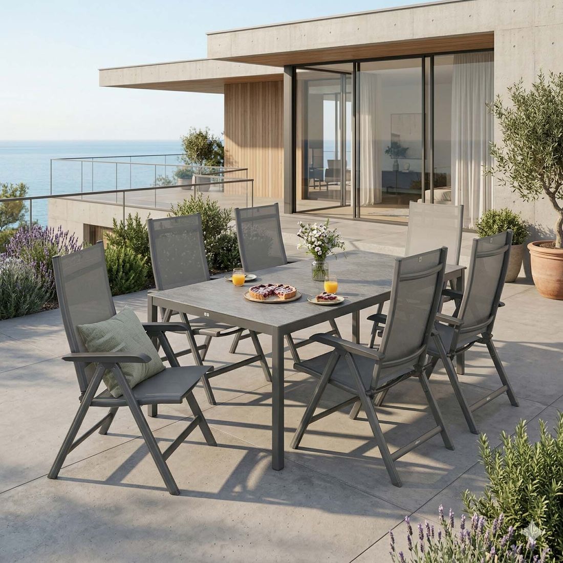 Kettler Basic Plus Gartenmöbel-Set mit OUTLIV. Tisch Aluminium/Keramik
