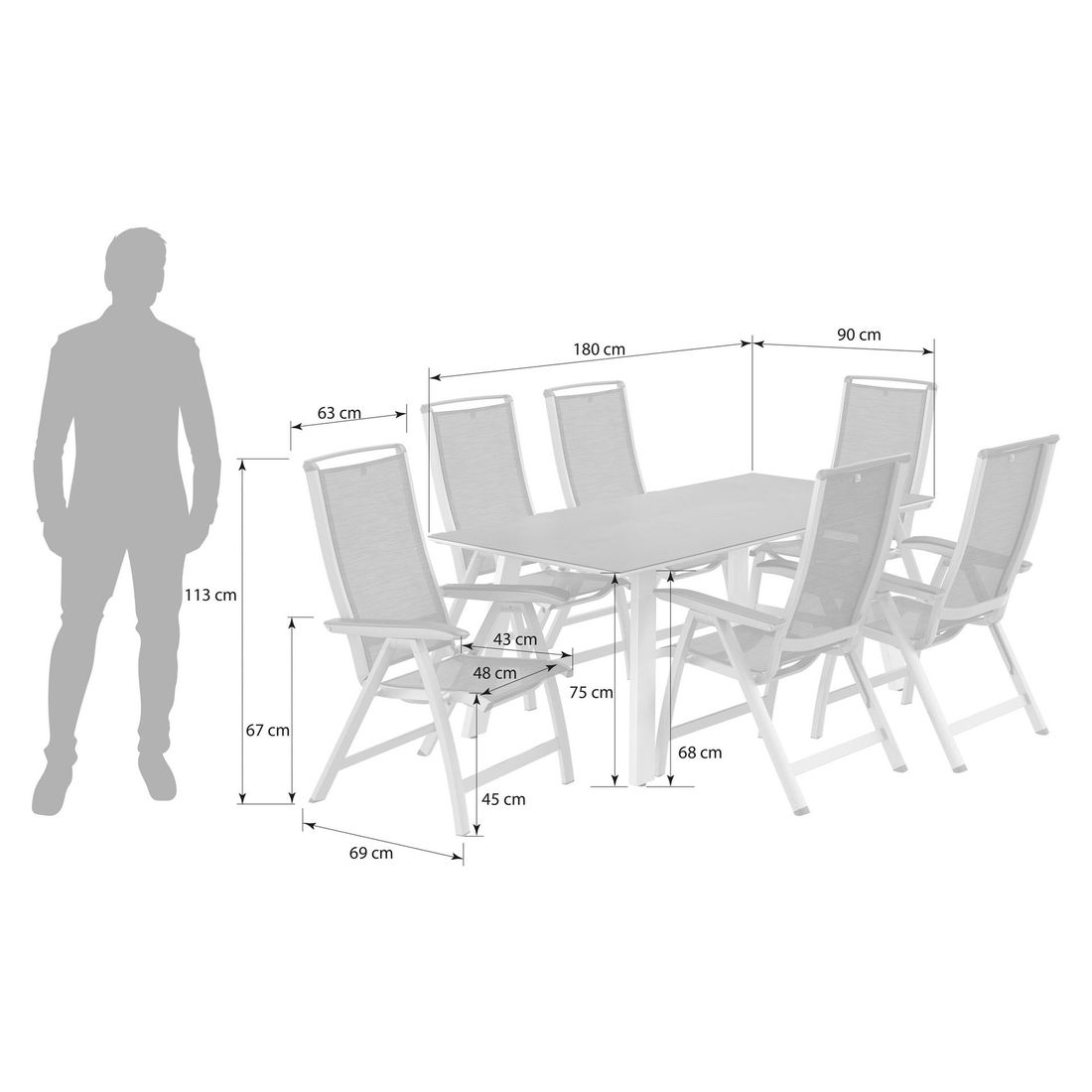 Kettler Forma II Gartenmöbel-Set L (6 Plätze) mit OUTLIV. Tisch 180x90cm