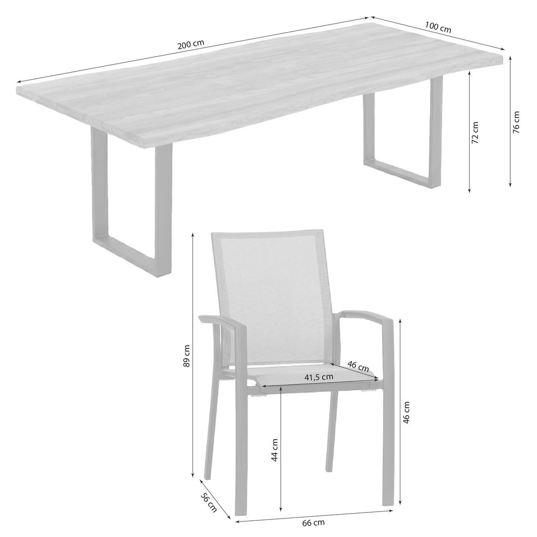 Siena Garden Velia Gartenmöbel-Set L (6 Plätze) mit OUTLIV. Tisch 200x100 cm