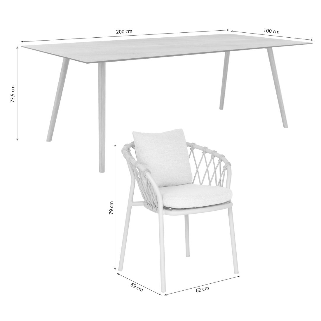 Stern Klea Gartenmöbel-Set L (6 Plätze) Tisch 200x100cm