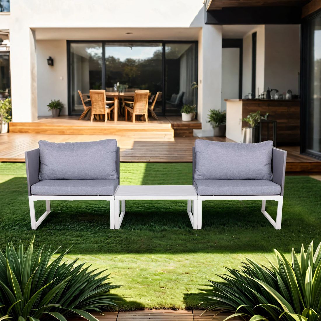 OUTLIV. Modular Loungeset inkl. Loungetisch Aluminium/Kunstfaser