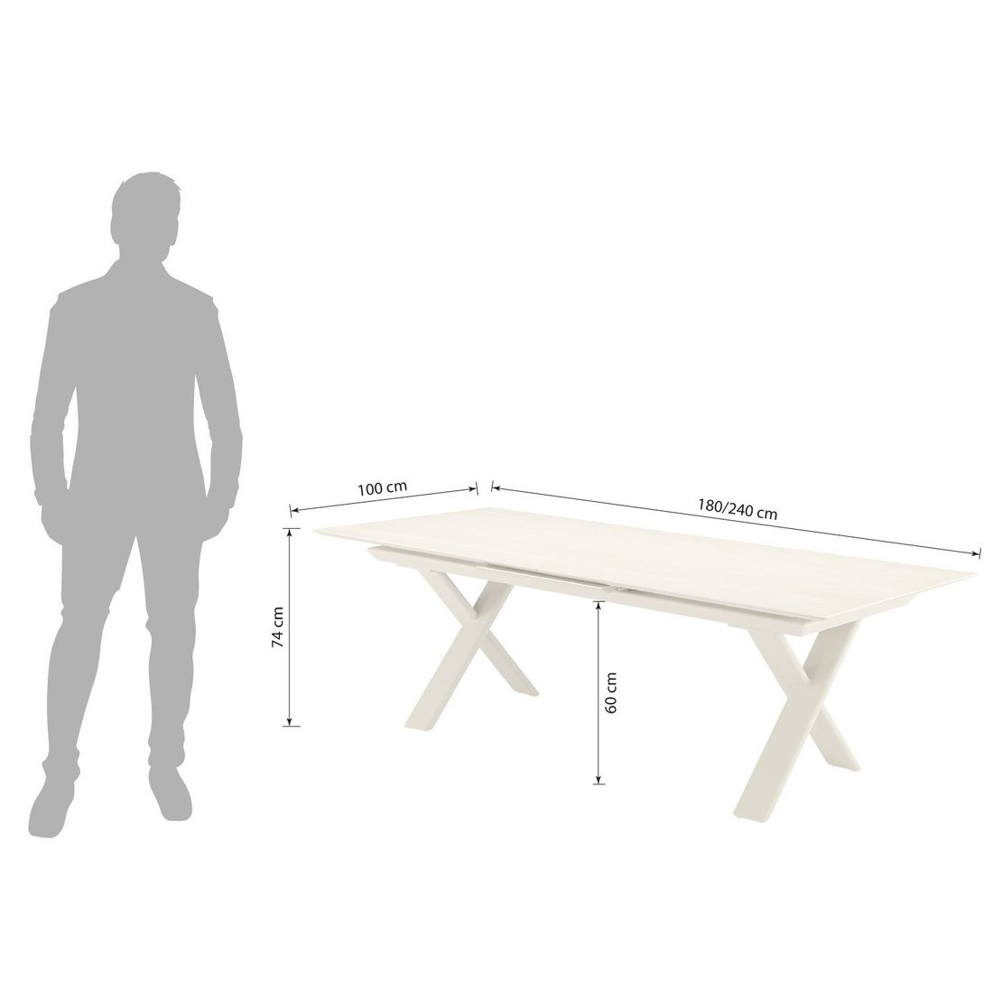 Zebra Levare Ausziehtisch 180/240x100cm Aluminium/Keramik