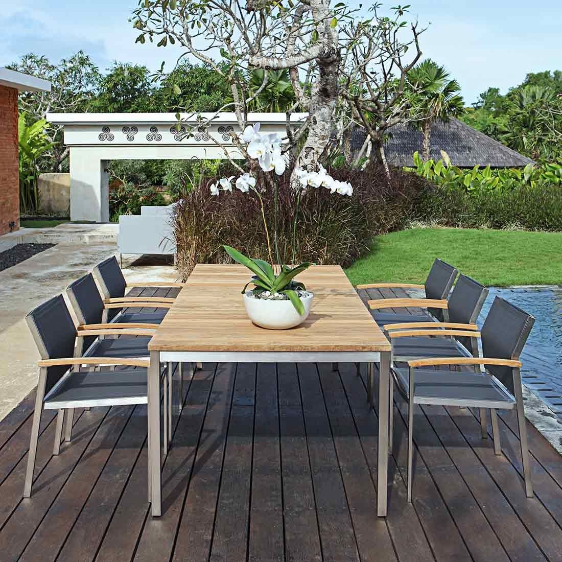 Zebra Naxos Gartentisch 220x100 cm Edelstahl/Teak