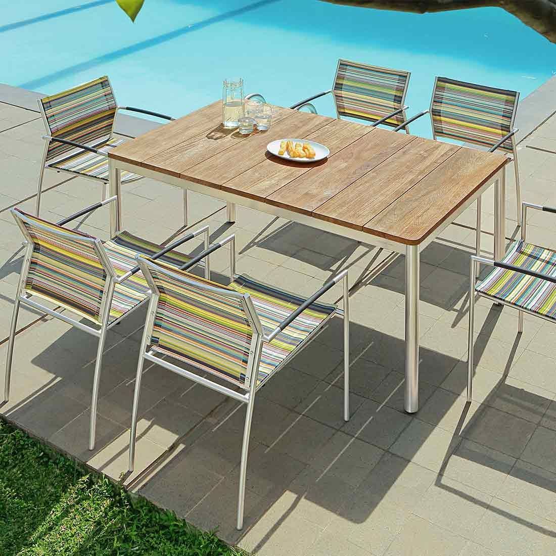 Zebra Naxos Gartentisch Edelstahl/Teak
