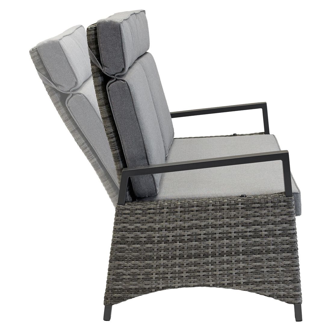 LC Garden Vivera Diningsofa verstellbar Geflecht mit Sitz- und Rückenkissen