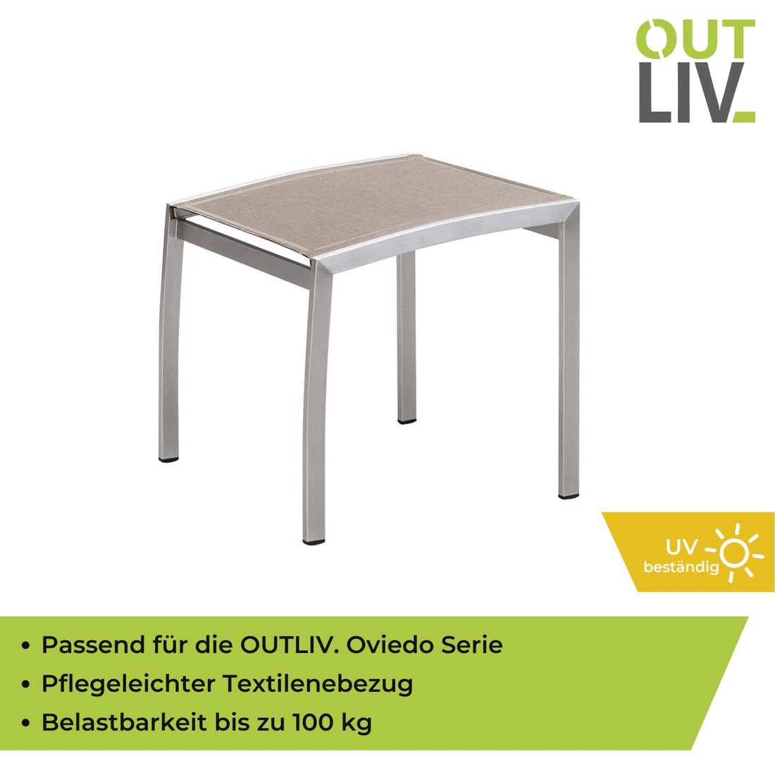 OUTLIV. Oviedo Gartenhocker Edelstahl/Textilene