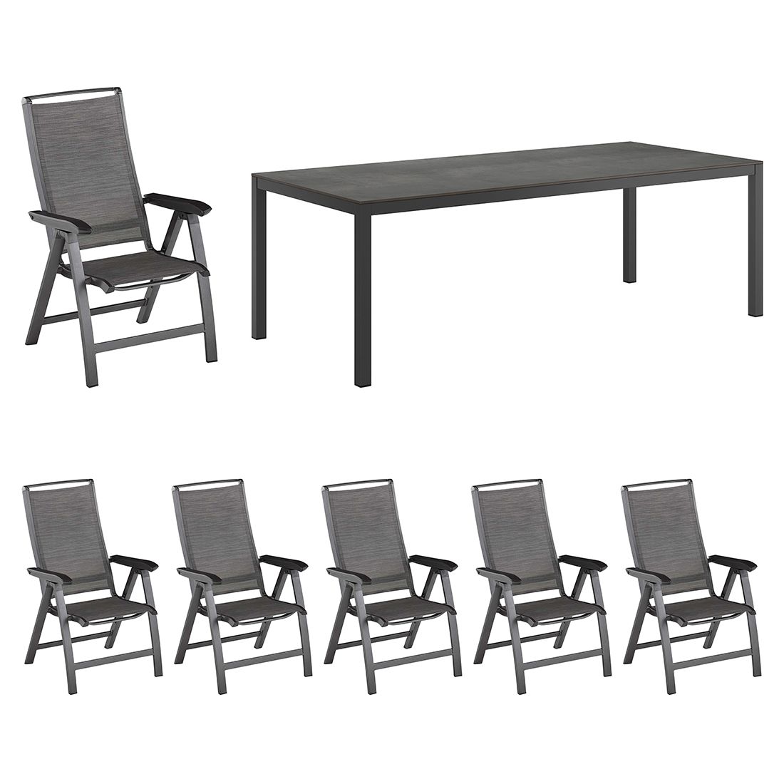 Kettler Forma II Gartenmöbel-Set L verstellbar (6 Plätze) mit OUTLIV. Tisch 220x100cm