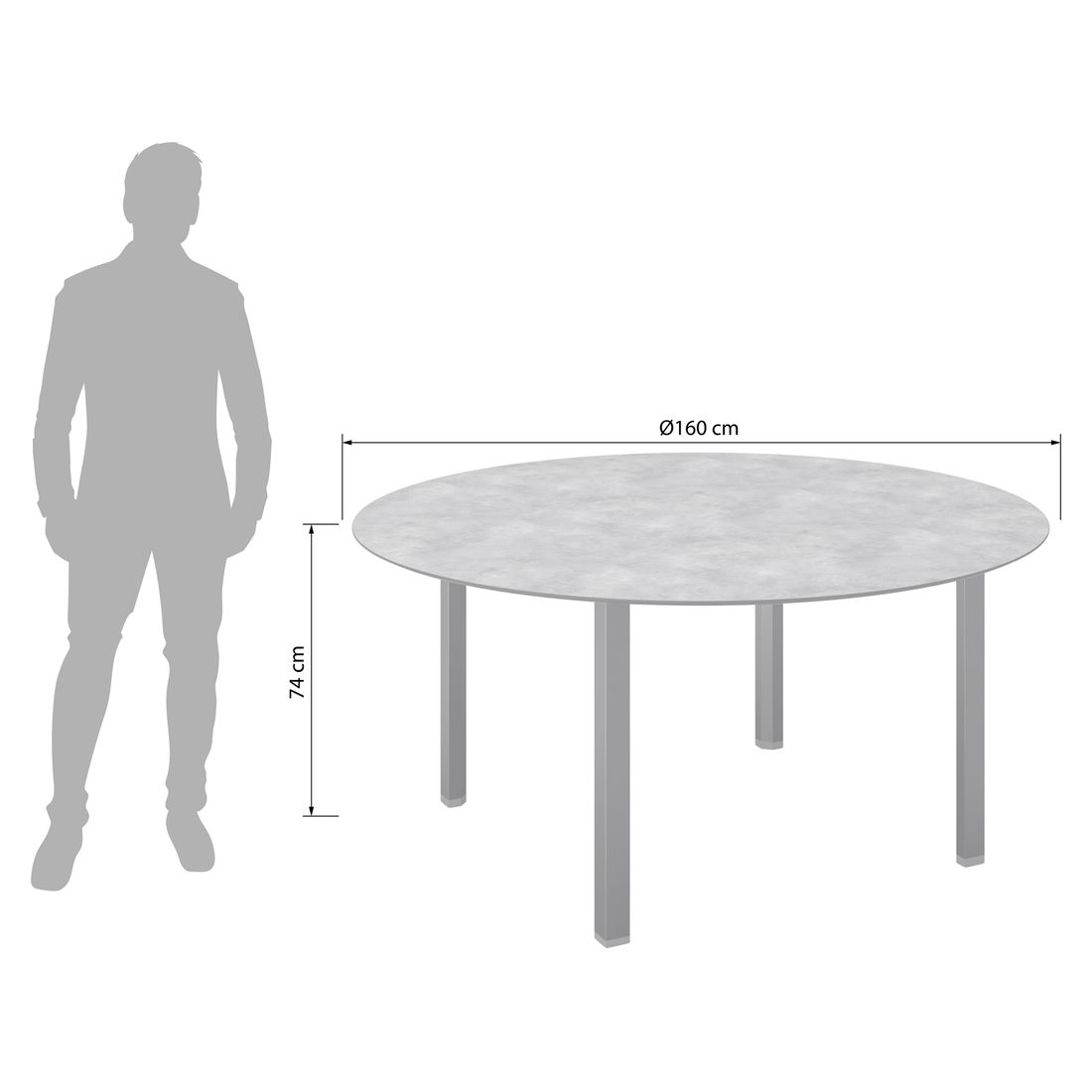 Kettler Cubic Gartentisch Ø160cm Aluminium/HPL