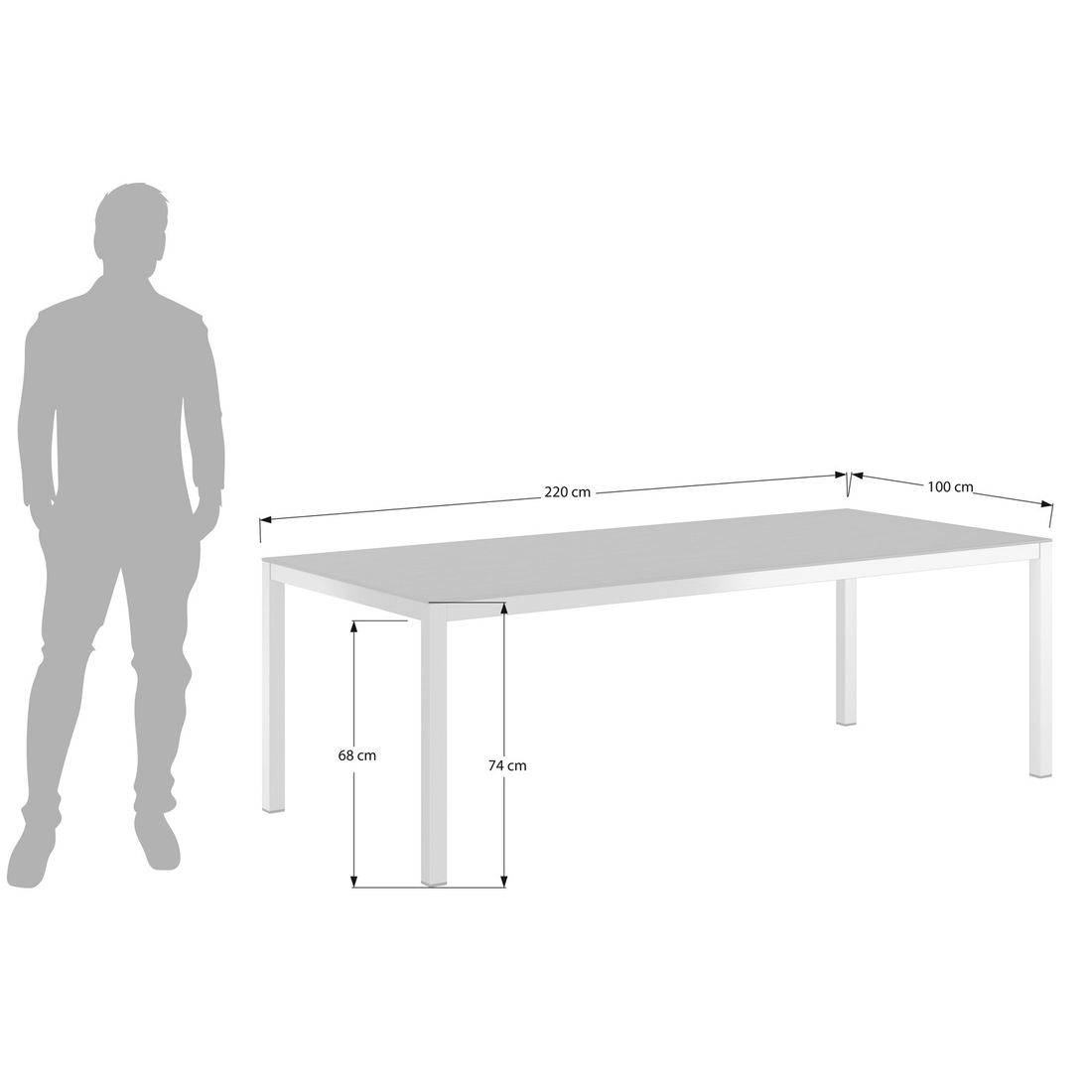 OUTLIV. Gartentisch 220x100cm Aluminium/HPL