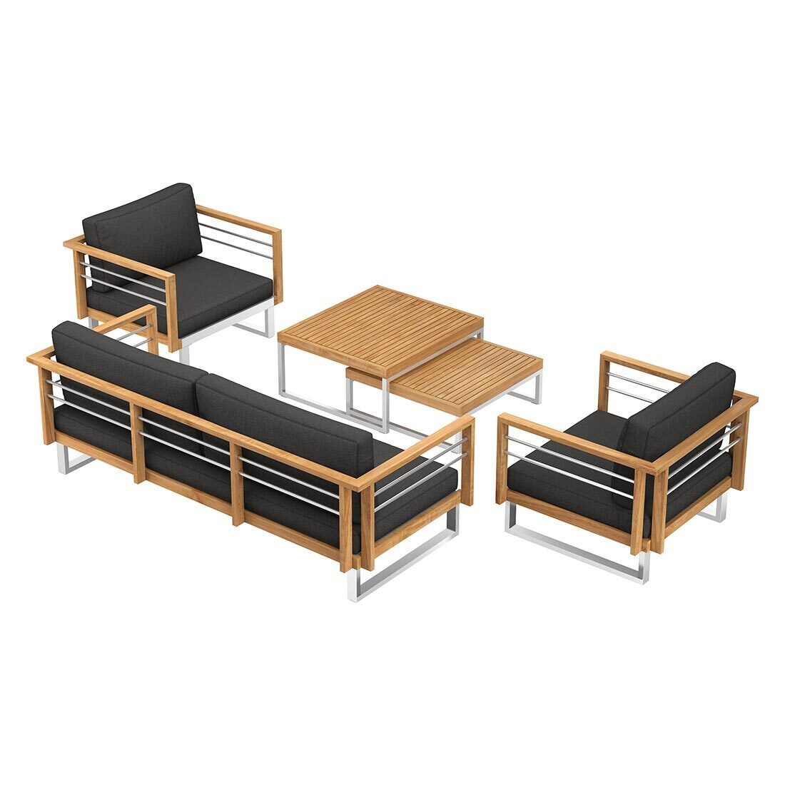 OUTLIV. Hawaii Loungeset inkl. Loungetisch Edelstahl/Teak/Spun Polyester