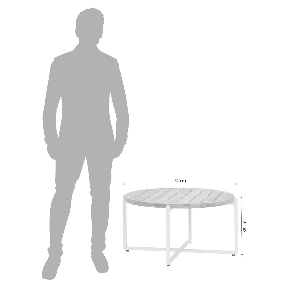 Apple Bee Condor Loungetisch Ø74x38cm Aluminium/Teak