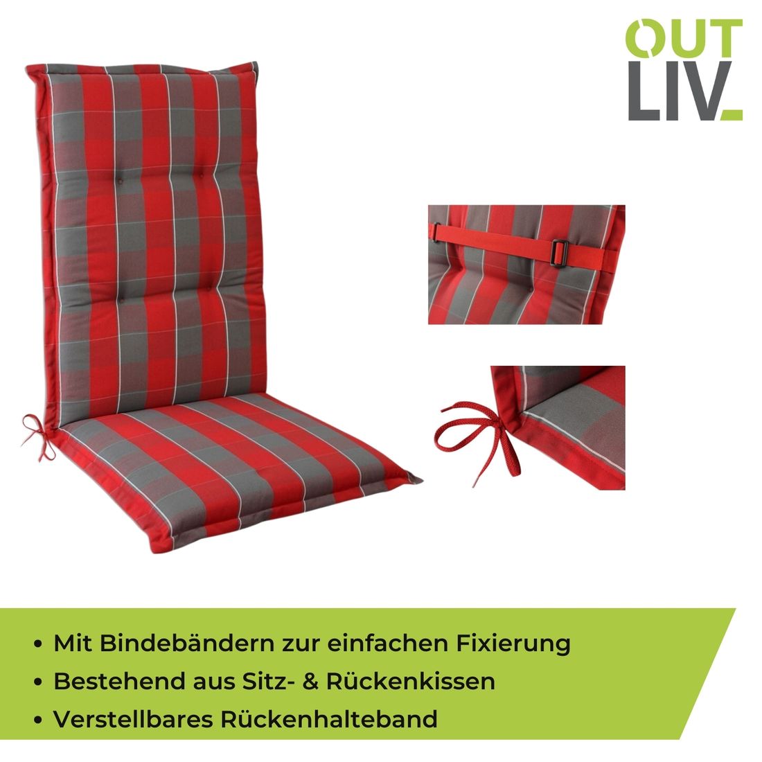 OUTLIV. Florence Gartenstuhlauflage Hochlehner 50x120cm Polyester