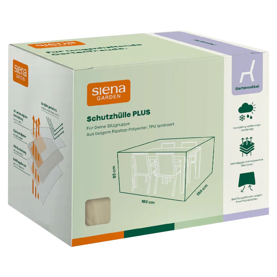 Siena Garden Plus Gartenmöbel-Set Schutzhülle 160x150x85cm