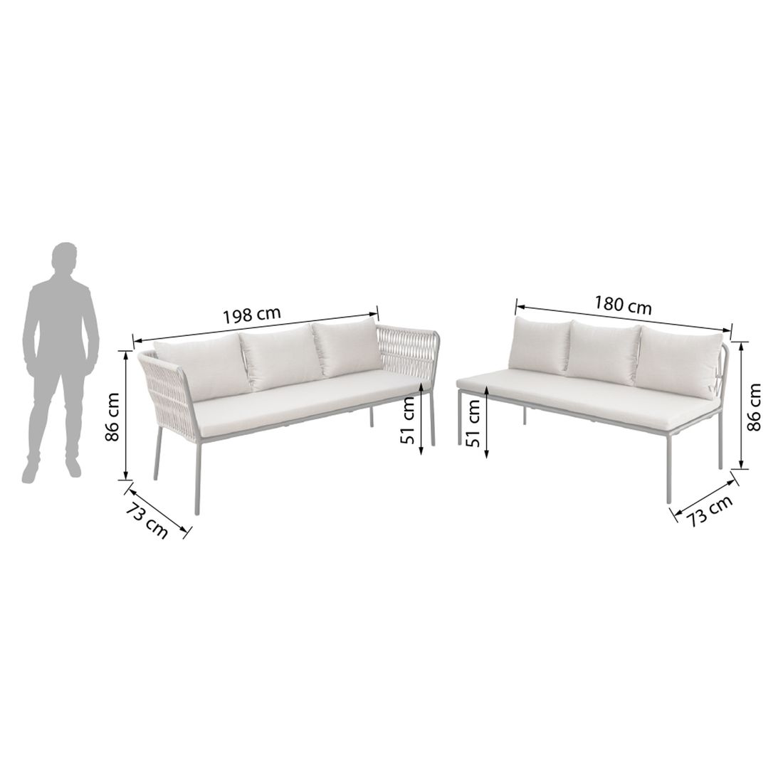 Stern Marla Dininglounge Aluminium/Rope/Polyacryl