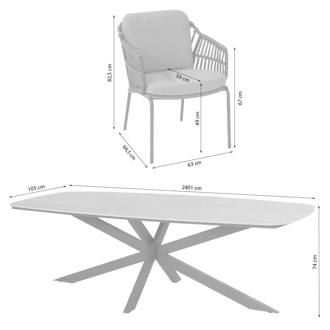 4Seasons Capalbio Gartenmöbel-Set 7-tlg. Tisch 240x103cm