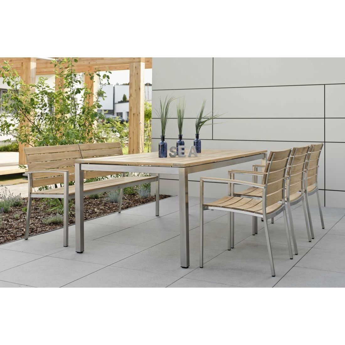Stern Savona Gartenbank Edelstahl/Teak