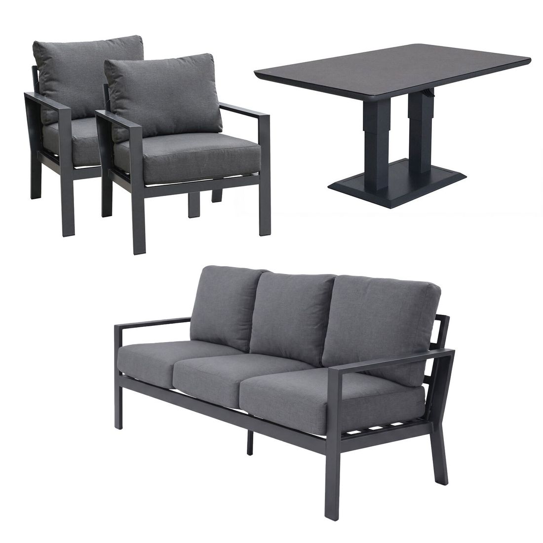 OUTLIV. Atlanta Loungeset inkl. Lifttisch Aluinium/Olefin